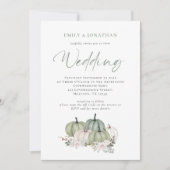 Sage Pompoen Bloem QR Code Trouw Uitnodiging (Voorkant)