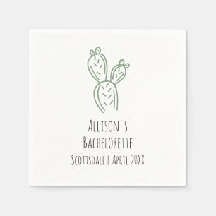 Sage Prickly Pear Cactus Bachelorette Papier Serve Servet