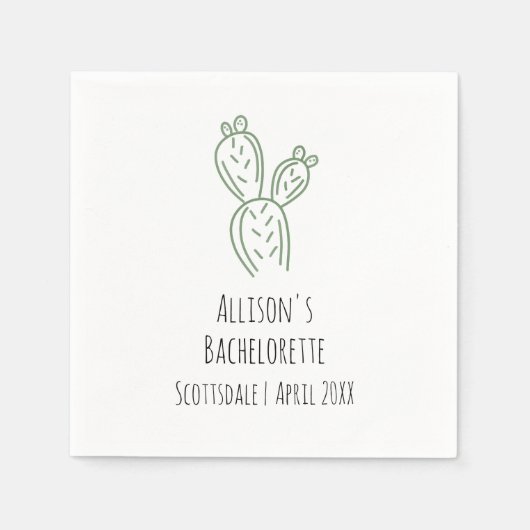 Sage Prickly Pear Cactus Bachelorette Papier Serve Servet (Voorkant)