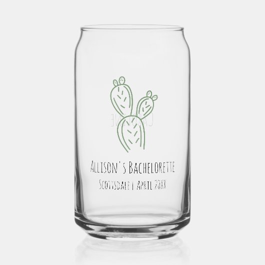 Sage Prickly Pear Cactus Bruidsfeest Geschenk Blikvorm Glas (Voorkant)
