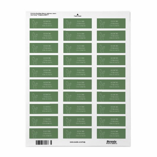 Sage Prickly Pear Cactus Retouradres Labels (Full Sheet)
