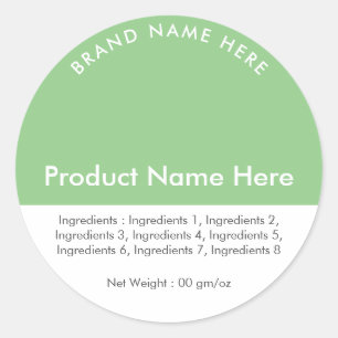 Sage Product Merknaam Ingrediënten Gewichtsetiket Ronde Sticker