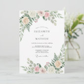 Sage Pruim Ranunculus Eucalyptus Bruiloft Kaart (Staand voorkant)
