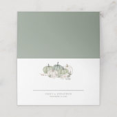 Sage Pumpkins Autumn Florals Names Date Wedding Plaatskaartje (Buitenkant ongevouwen)