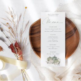 Sage Pumpkins Cream Florals Wedding Menu