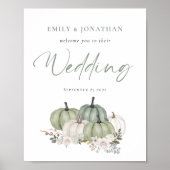 Sage Pumpkins Cream Florals Welkom bij bruiloft Poster (Voorkant)