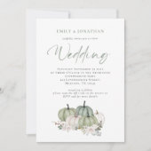 Sage Pumpkins Floral QR Code Weddenschap Kaart (Voorkant)