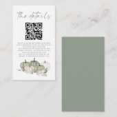 Sage Pumpkins Florals QR Code Weddenschap Details Informatiekaartje (Voorkant / Achterkant)