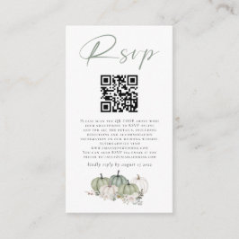 Sage Pumpkins Florals QR Code Weddenschap RSVP Informatiekaartje