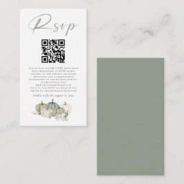 Sage Pumpkins Florals QR Code Weddenschap RSVP Informatiekaartje