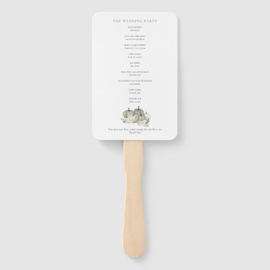 Sage Pumpkins Florals Wedding Programme Handwaaier (Achterkant)