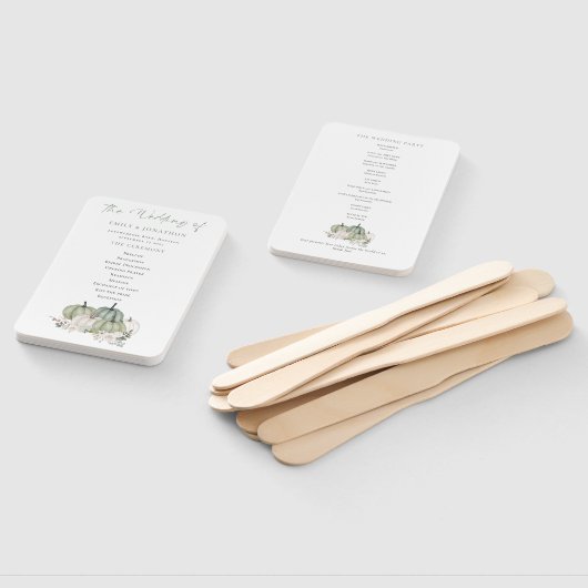 Sage Pumpkins Florals Wedding Programme Handwaaier (Niet-gemonteerd)