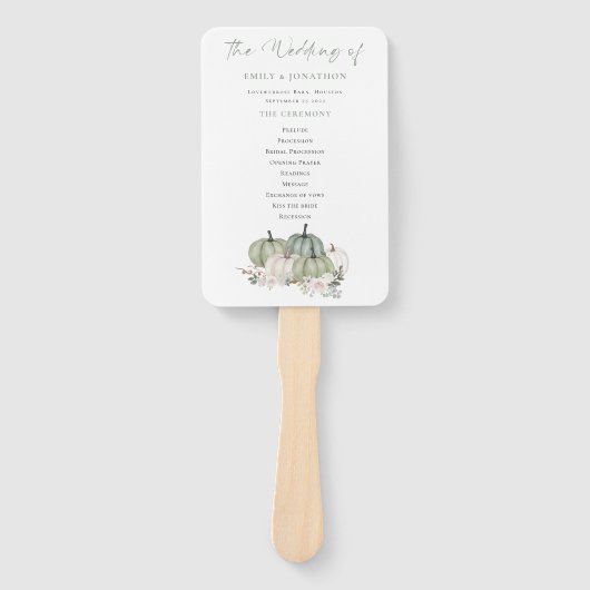 Sage Pumpkins Florals Wedding Programme Handwaaier (Voorkant)