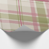 Sage raspberry crème diagonaal vlakpatroon cadeaupapier (Hoek)