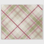 Sage raspberry crème diagonaal vlakpatroon cadeaupapier (Vlak)