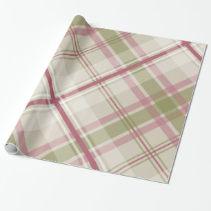 Sage raspberry crème diagonaal vlakpatroon cadeaupapier