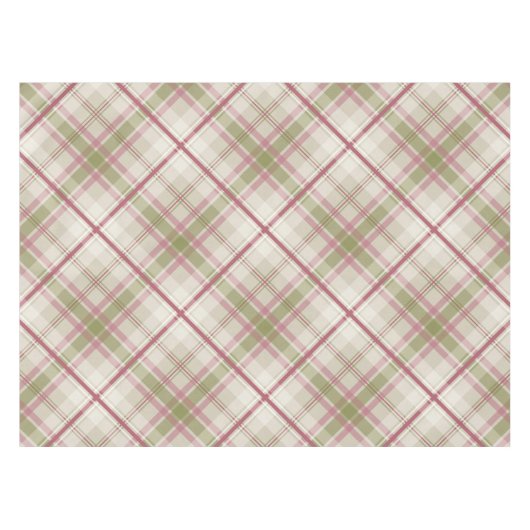 Sage raspberry crème diagonaal vlakpatroon tafelkleed (Voorkant (Horizontaal))