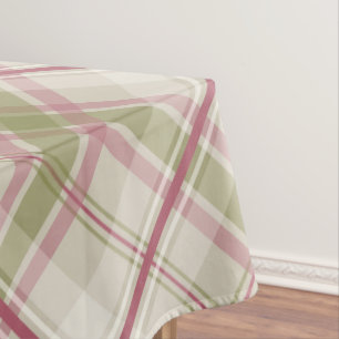 Sage raspberry crème diagonaal vlakpatroon tafelkleed