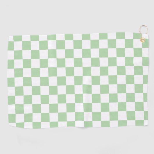 Sage Retro Checkerboard Golfhanddoek (Horizontaal)