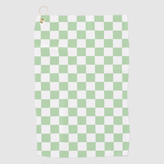 Sage Retro Checkerboard Golfhanddoek (Voorkant)