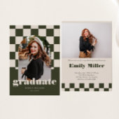 Sage Retro Checkered Arch Classic Photo Afstuderen Kaart