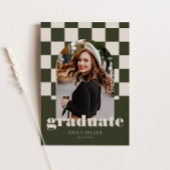 Sage Retro Checkered Arch Classic Photo Afstuderen Kaart