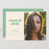 Sage Retro Eenvoud Foto Afstuderen Aankondiging (Voorkant / Achterkant)