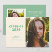 Sage Retro Eenvoud Foto Afstuderen Aankondiging (Voorkant / Achterkant)