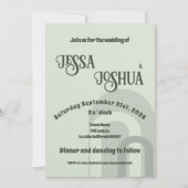 Sage Retro Funky Disco Bruiloft - Vet Modern Plezi Kaart (Voorkant)