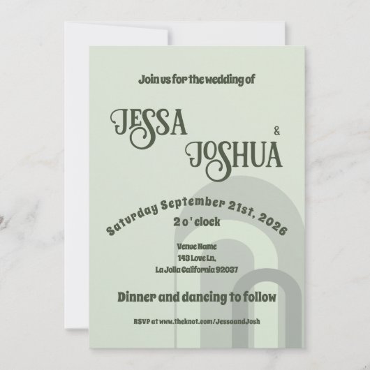 Sage Retro Funky Disco Bruiloft - Vet Modern Plezi Kaart (Voorkant)