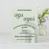 Sage Retro Funky Disco Bruiloft - Vet Modern Plezi Kaart (Staand voorkant)