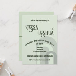 Sage Retro Funky Disco Bruiloft - Vet Modern Plezi Kaart