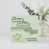 Sage Retro Funky Disco Wedding - Save the Date Kaart (Staand voorkant)