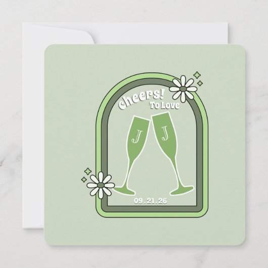 Sage Retro Funky Disco Wedding - Save the Date Kaart (Achterkant)