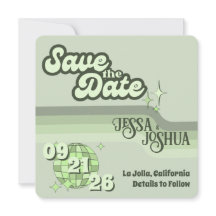 Sage Retro Funky Disco Wedding - Save the Date