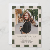 Sage Retro Geruite Boog Klassieke Foto Afstuderen Kaart (Achterkant)