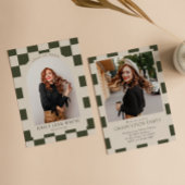 Sage Retro Geruite Boog Klassieke Foto Afstuderen Kaart