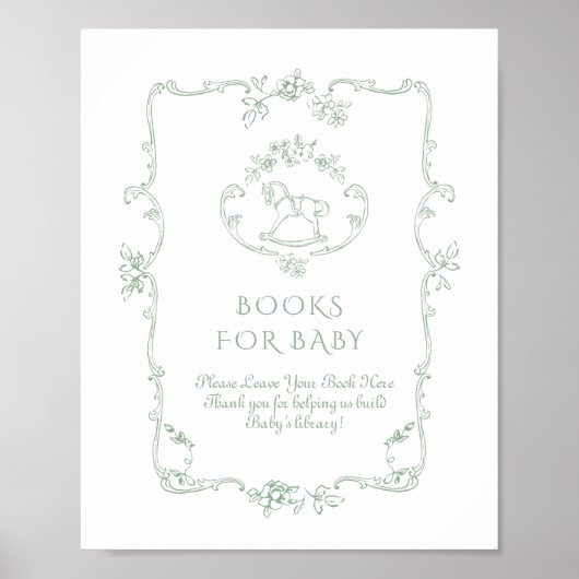 Sage Rocking Horse Chinoiserie Boeken voor baby Poster (Voorkant)