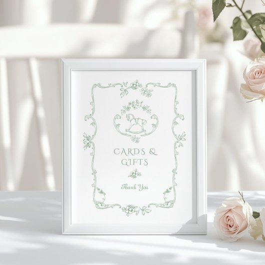 Sage Rocking Horse Chinoiserie Kaarten en geschenk Poster