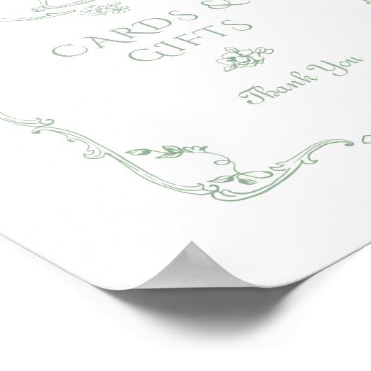 Sage Rocking Horse Chinoiserie Kaarten en geschenk Poster (Hoek)