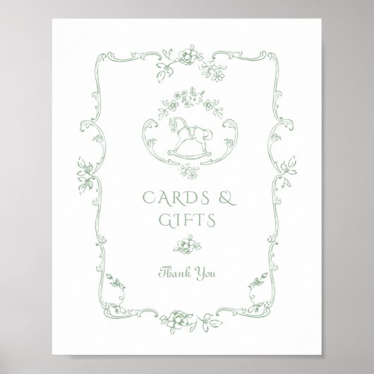 Sage Rocking Horse Chinoiserie Kaarten en geschenk Poster (Voorkant)