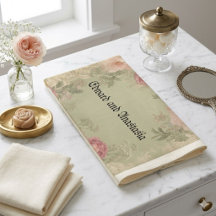 Sage, Roos en Kant Bruiloft Gast Handdoek