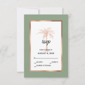 Sage Roos Gold Copper Palm Tree Beach Weddenschap RSVP Kaartje (Voorkant)