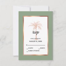 Sage Roos Gold Copper Palm Tree Beach Weddenschap