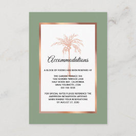 Sage Roos Gold Palm Tree Wedding Accommodations Informatiekaartje