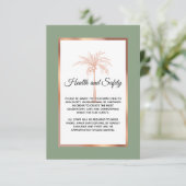 Sage Roos Gold Palm Tree Wedding Health and Safety Informatiekaartje (Staand voorkant)