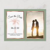 Sage Roos Gold Palm Wedding Save the Date Photo Aankondigingskaart (Voorkant)