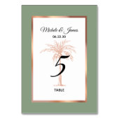 Sage Roos Goud Koper Palmboom Modern Bruiloft Kaart (Voorkant)