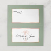 Sage Roos Goud Koper Palmboom Modern Bruiloft Plaatskaartje (Buitenkant ongevouwen)