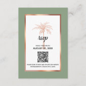 Sage Roos Goud Koperpalmboom QR Code Bruiloft RSVP Kaartje (Voorkant)